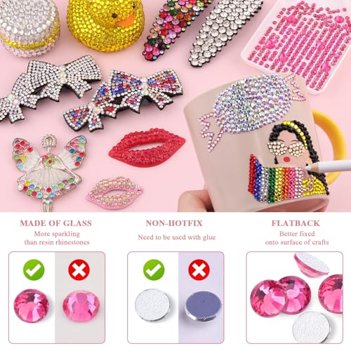 Image of 2500PCS SS10 /2.8mm Crystal Glass Rhinestones for Bedazzling (Rose) | Flatback Rhinestones for Crafting DIY Nail Art Makeup Decoration, Gems Diomand Charms for Tumbler Shoes Clothing Mug
