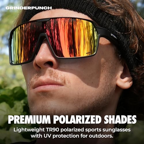Image of grinderPUNCH Polarized Sports Sunglasses for Men Women UV Protection Shades for Baseball Running Cycling Skiing & Pickleball