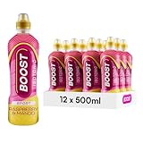 Boost Sports Drinks Raspberry & Mango | 12 Isotonic Drink with Vitamin B12 and B6 | Electrolyte Drink | Maximum Hydration Drinks | Low Calorie Vegan Adult Soft Drinks Multipacks | 12x500ml