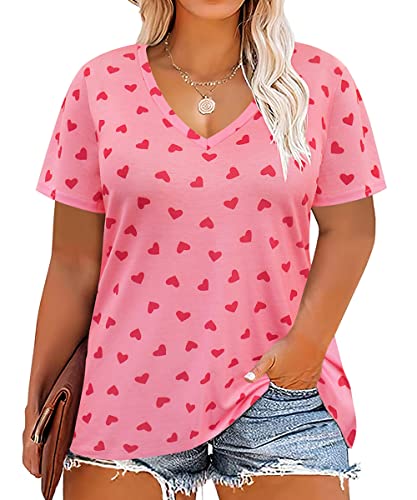 Image of RITERA Women Plus Size Tops Tie Dye V Neck Shirt Floral Camo Summer Short Sleeve Tunic Oversized Ladies Blouse XL-5XL
