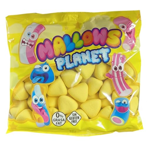 Top Mallows | Esponjitas Individuales Colores Surtidos, Brochetas, Tartas de Chuches | Sin Gluten, Sin Lactosa, 0% Grasa Fat - Bolsa 110 unidades (Amarillo)