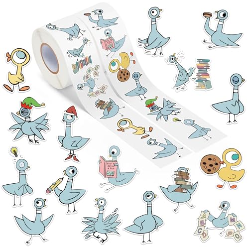 Feuid Gniea Bird Pigeon Stickers Rolls Back to School 1000Pcs Animals Stickers for Kids Bulk Cute Cartoon Vinyl Waterproof Decals for Water Bottle Laptop Decor Birthday Spring Easter Party Supplies