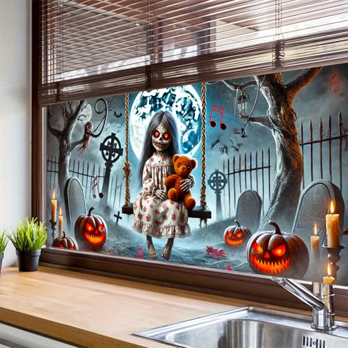 Film de privacidad para ventana con diseño Halloween 39.3x17.7 pulg miniatura 5