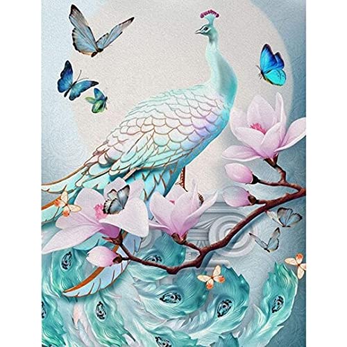 Broderie Diamant Grand Format 80x200cm Motif Paon Lumineux pour Art Mural Unique