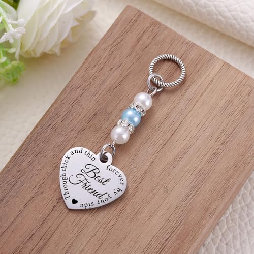 Image of MIXJOY Something Blue Gift for Bride, Wedding Day Bridal Blue Pearl Angel Wings Bouquet Garter Charm for Bride to Be