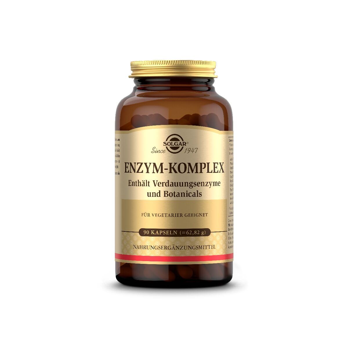 Solgar Enzym-Komplex | Natürliche Verdauungsenzyme | Unterstützung der Verdauung durch Botanicals | Für das allgemeine Wohlbefinden | Gutes Bauchgefühl | 90 Kapseln