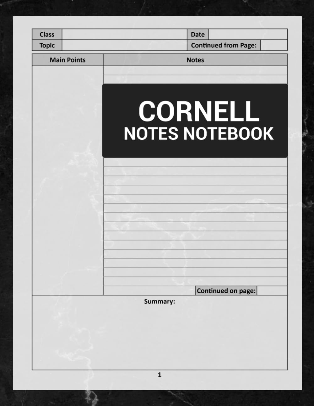 Cornell Notes Notebook: Cornell Note Taking Method Notebook with Simple Black Cover | College Ruled Composition Book for Students, Teachers, Writers and School Note Taking