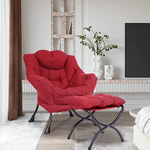 Sillón Lazy Plegable con Ottoman Rojo miniatura 7