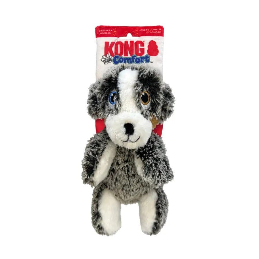 KONG Comfort Pups Low Stuffing Plush Fur and Crinkly Noise with Squeaker (Medium, Ozzie)