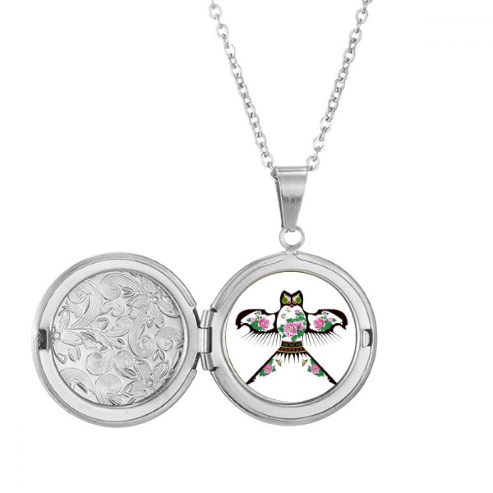 Collier médaillon chinois cerf-volant en argent pour femme