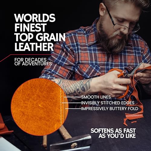 Image of BULL GUARD Trifold Wallet with RFID For Men, Genuine Real Leather - Top Grain Cowhide Tan, Durable & Compact Tri-Fold Design with Strong Stitching for Comfortable Pocket Fit, Secure Everyday Carry