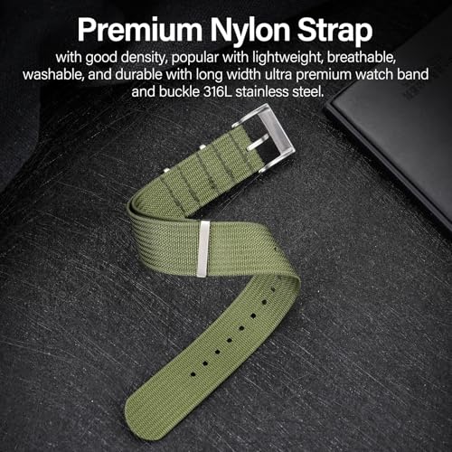 Image of TACTICAL FROG Nylon Watch Band 18mm 19 mm 20mm 22 mm 24 mm, Waterproof Military Watch Straps Replacement for Men Women, With Stainless Steel Buckle