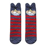 Women Soft Wool Mid Stockings Home Girl Bed Floor Embroidery Bee Sleeping Coral Velvet Socks (D)