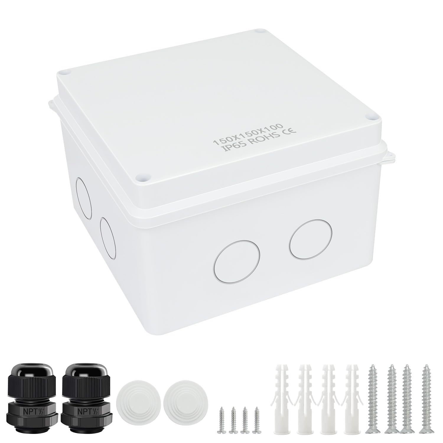 LeMotech Junction Box, Electrical Box IP65 Water Resistant Dustproof ABS Plastic Project Enclosure for Electronics White 5.9X 5.9X 3.9 inch