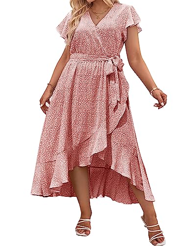 In'voland Plus Size Womens Casual Floral Deep V Neck Short Sleeve Long Evening Dress Cocktail Party Maxi Wedding Dresses #TOP27