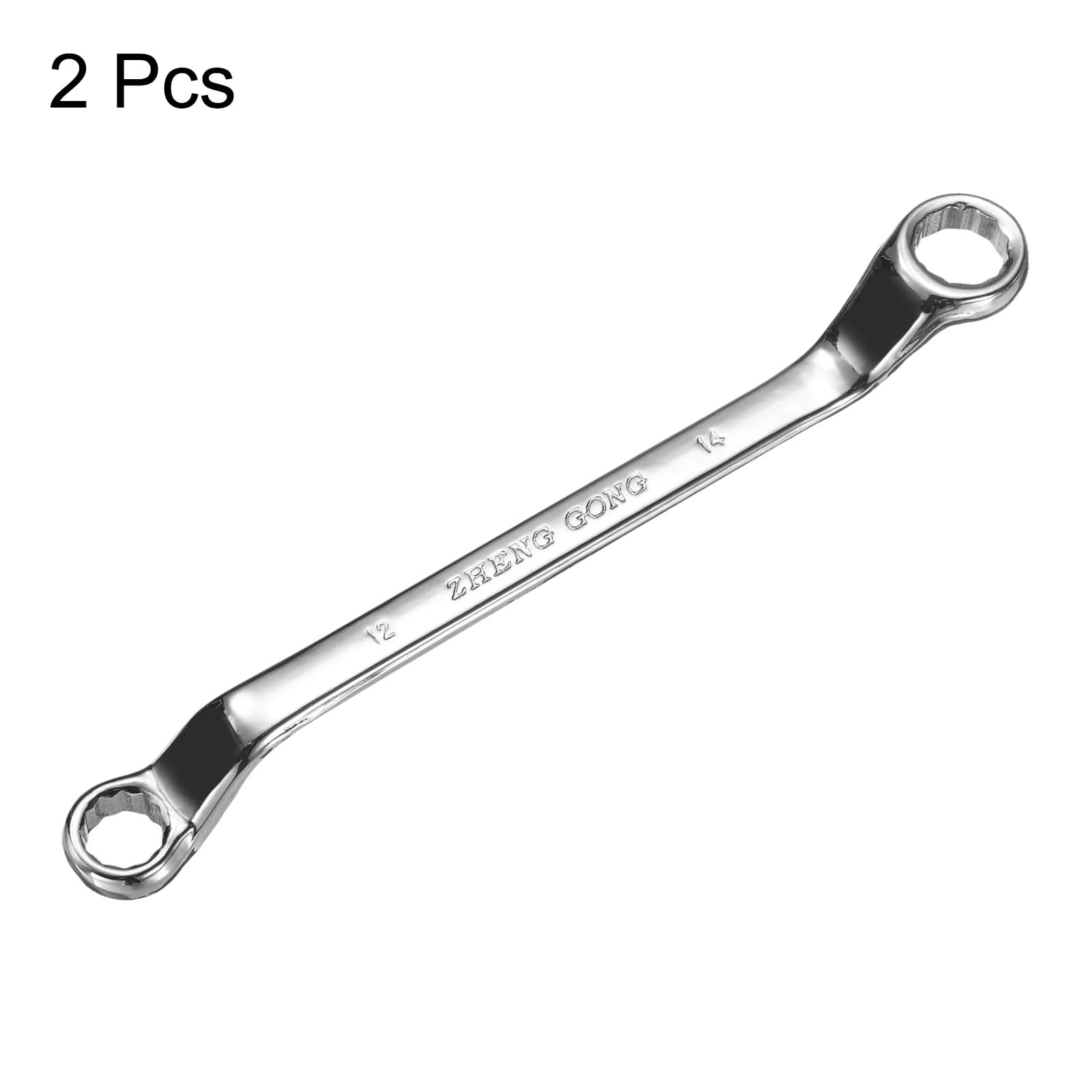 2 llaves de caja acodadas de 75 grados, 12 mm x 14 mm, métricas, de 12 puntas, de acero aleado cromado espejo, llaves de caja dobles, llave de caja Torx de grado industrial, herramienta de reparació