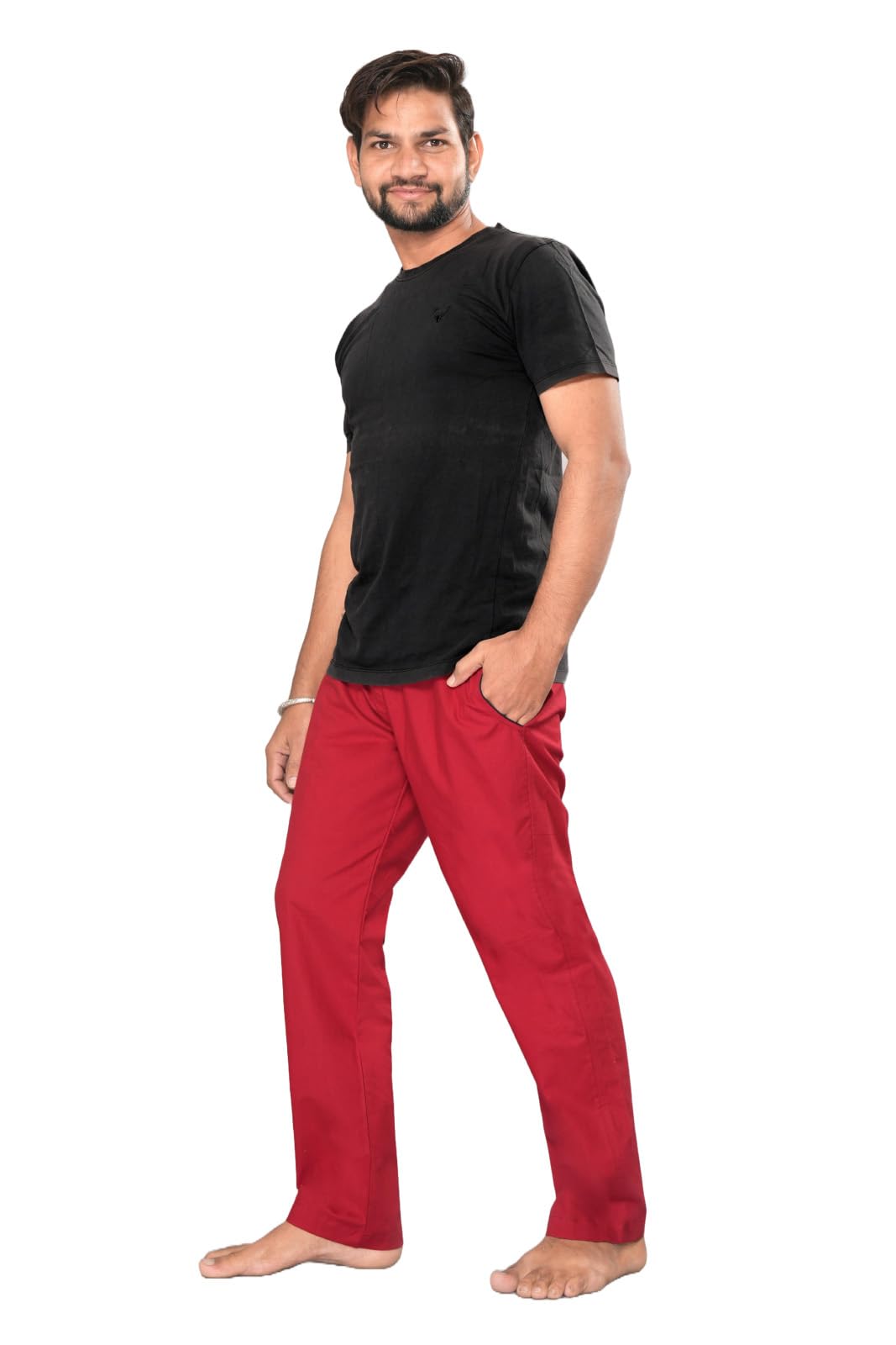 urali Men's Solid 100% Cotton Pants - 101A-picture-10