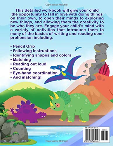 Dinosaurs Workbook Learn and Practice Tracing, Coloring, Matching, Drawing, and Counting: 50 Fun Activities for Kids - Image 2