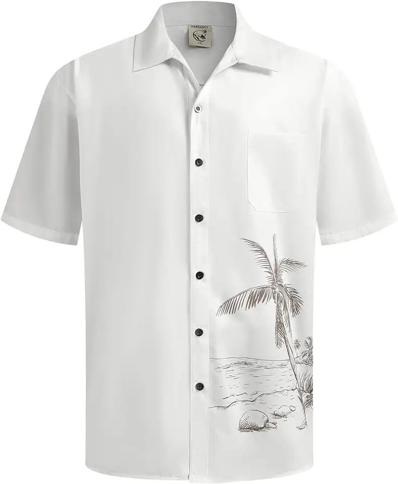 Hardaddy Men's Hawaiian Shirt Short Sleeves Coconut Printed Button Down Summer Beach Casual Shirts