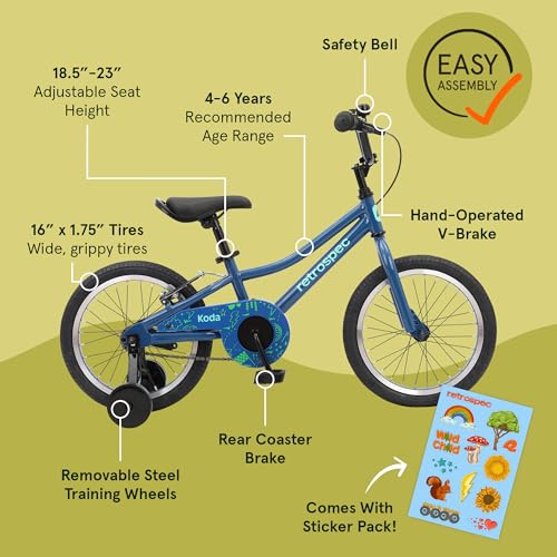 Image of Retrospec Koda Plus Kids Bike for Boys & Girls Ages 4-6 Years - 16 inch Children's Bicycle, Adjustable Seat & Handlebars