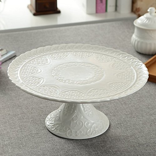 Jusalpha 12 Inches White Ceramic Decorative Cake StandCupcake Stand