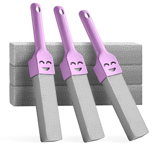 MOPUBZO Set de Limpieza WC con Piedra Pómez 6 Piezas, 3 Mangos + 6 Piedras Pómez Reemplazables, Limpiador para Inodoro contra Cal y Manchas Difíciles, para Baño, Ducha, Cocina y Barbacoa