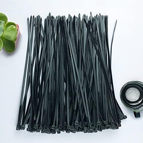 Oksdown 100 Pack Black Plastic Cable Ties 200mm×3.6mm Heavy Duty Strong Nylon Premium Self Locking 8 inch/20 cm Long Zip Tie Wraps