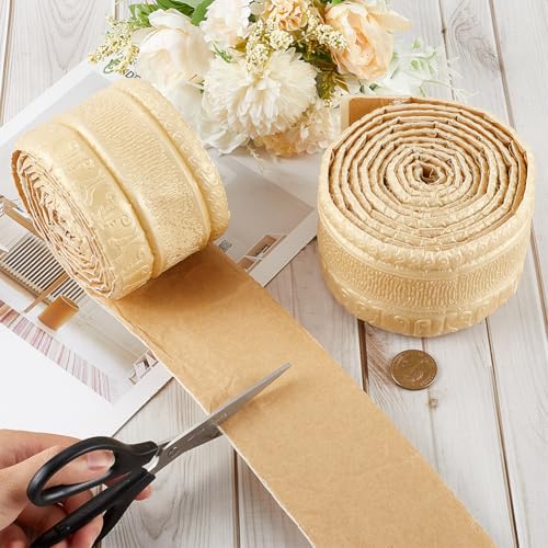 Image of GORGECFAFT 2 Rolls 91x3 Inch Navajo White 3D Wall Edging Foam Flexible Wallpaper Border Crown Molding Peel and Stick Mirror Edging Frame Lines Wall Base Ceiling Baseboard for Home DIY Furniture
