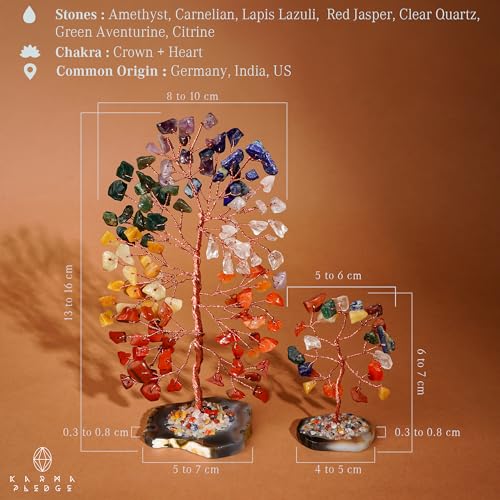 image for KARMAPLEDGE 7 Chakra Tree of Life Healing Crystals & Stones, Pack of 2