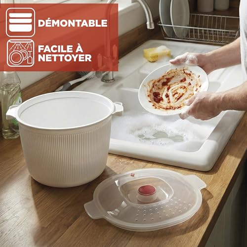 Snips - Cuiseur Vapeur Pâtes et Pommes de Terre Micro Onde 4L, Conteneur Alimentaire Micro Ondes avec Passoire Intégrée pour Cuit Vapeur, Récipient pour Cuisson Rapide Blanc 26,5x22x16,5 Made in Italy – vue 3