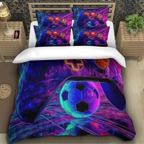Drap de couette manette de jeu 3D anti-plis | Lit double microfibre respirante
