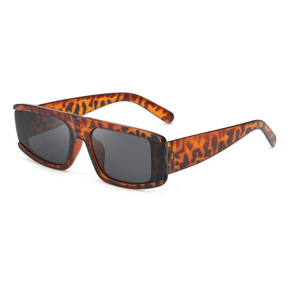 Long square black retro sunglasses men and women sunscreen sunglasses Bean Flower Frame Gray Flakes