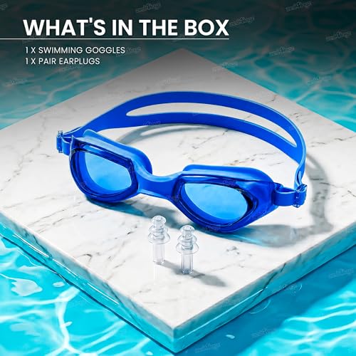 Image of Zest 4 Toyz Swimming Goggles for Kids and Adults with Adjustable Strap Anti-Fog UV Protection Lens Air Tight Comfortable Silicone Frame for Swimming Pool - Blue