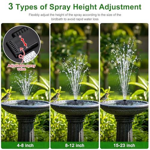 Bomba de Fuente Solar SEIRMEP con Ajuste de Altura de Spray, Fuente Solar de Vidrio Mejorada para Baño de Pájaros, Jardín, Piscina, Estanque miniatura 3