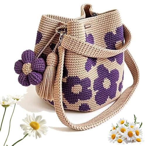 Bolso Tote de Crochet con Flor Hecho a Mano miniatura 1