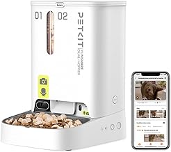 PETKIT Distributore Automatico Cibo per Gatti e Cani 5L con Telecamera HD 1080P, WiFi 2.4G, Fino a 10 Pasti al Giorno, 1-30 Porzioni, Ciotola in Acciaio Inox