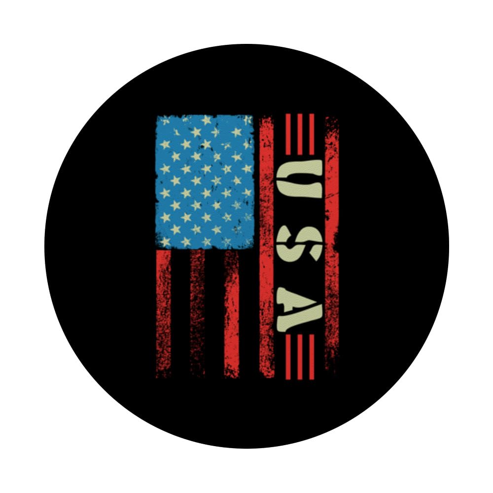 USA American Patriot US Flag Patriotic 4th Of July America PopSockets Swappable PopGrip, Black - Image 3