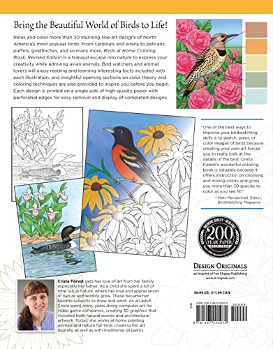 Birds at Home Coloring Book, Revised Edition: Discover Interesting Facts About Cardinals, Robins, Bluebirds, and 30 More of Your Favorite Birds from USA and Canada (Design Originals) Perforated Pages - Image 2