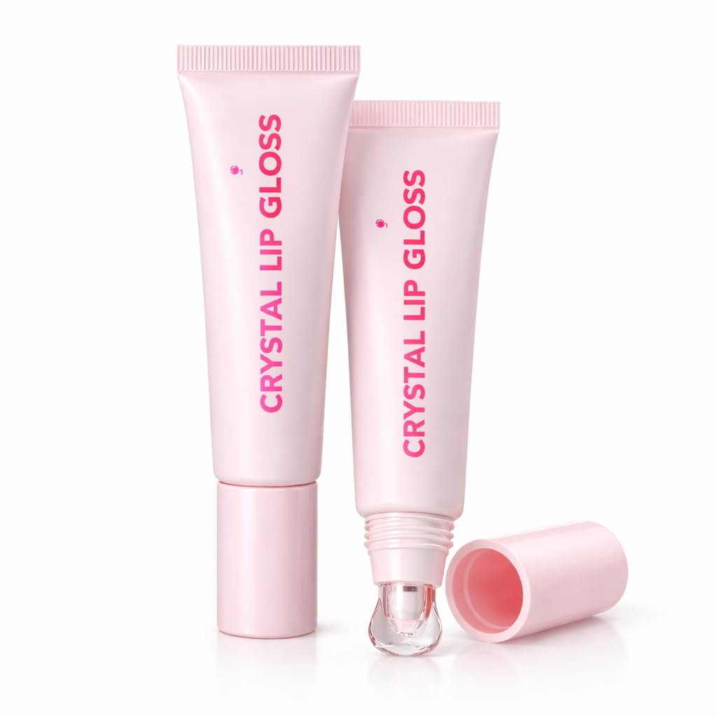 Crystal Lip Gloss (Pink) Pack of 1 | Jelly Transparent Hydrating Lip Oil | Non-Sticky Glossy Shine Lip Tint | Moisturizing Lip Gloss-image-24