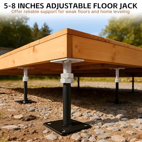 Image of 8 Pcs House Floor Jacks, 5 inch to 8 inch Adjustable Height | House Jacks for Leveling, Floor Leveling Support, Screw Jack Post for Home Leveling, Basement, Porches, Roof Beams and Decks