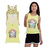 Girls Tank Tops - Print Sleeveless Cotton Shirt- 3 Pack -Little and Big Girls 4 and Up -Youth Summer