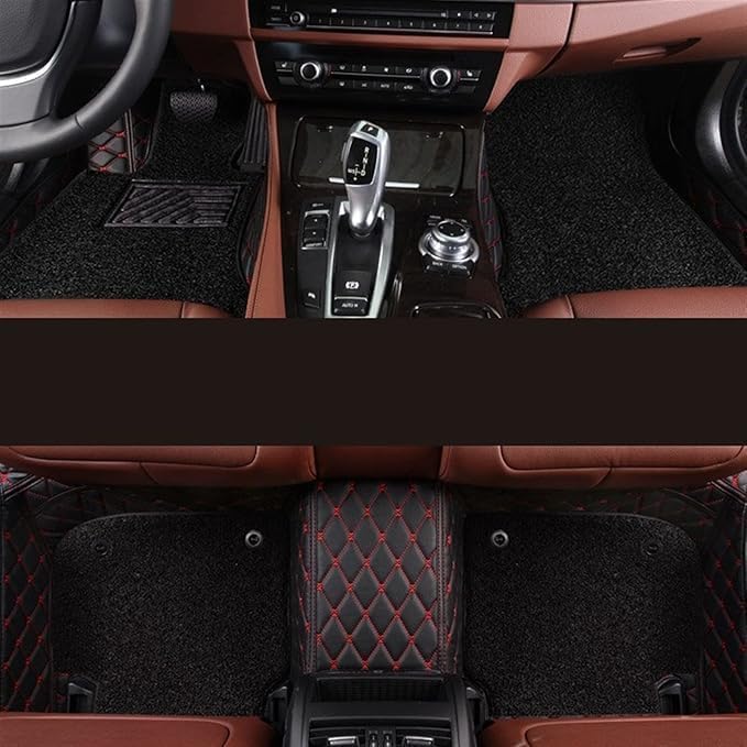 Image of SINEX Premium 7D car mat Full Set for Maruti Suzuki Alto K10 (Model : 2015-2025) Luxury Leather Double Car Floor Mat Complete Set || 100% Waterproof and Washable Color : Black-Red (Design-1)