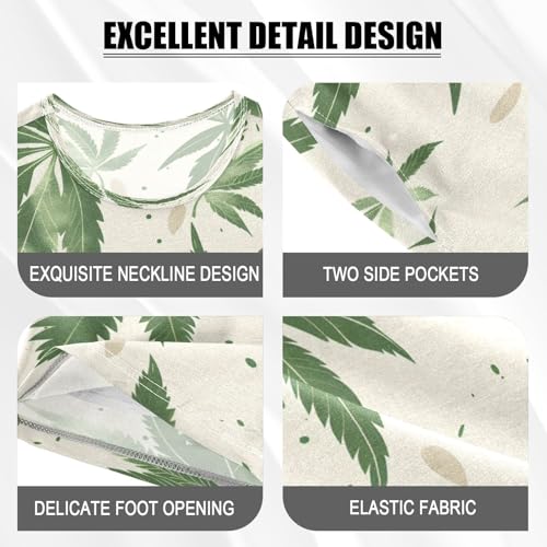 senya Short Sleeve Pajamas Sets Summer Cotton Sleepwear Artistic Neutral Leaves4