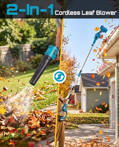 Image of Gutter Cleaning Tools Cordless Leaf Blower for Roof Gutters, 700CFM /200MPH | 3-Speed, 2x 4.0Ah Batteries, 8.9ft Telescopic Pole & 180 Swivel, Clean Gutters from Ground Safely, for Lawn, Patio, Snow