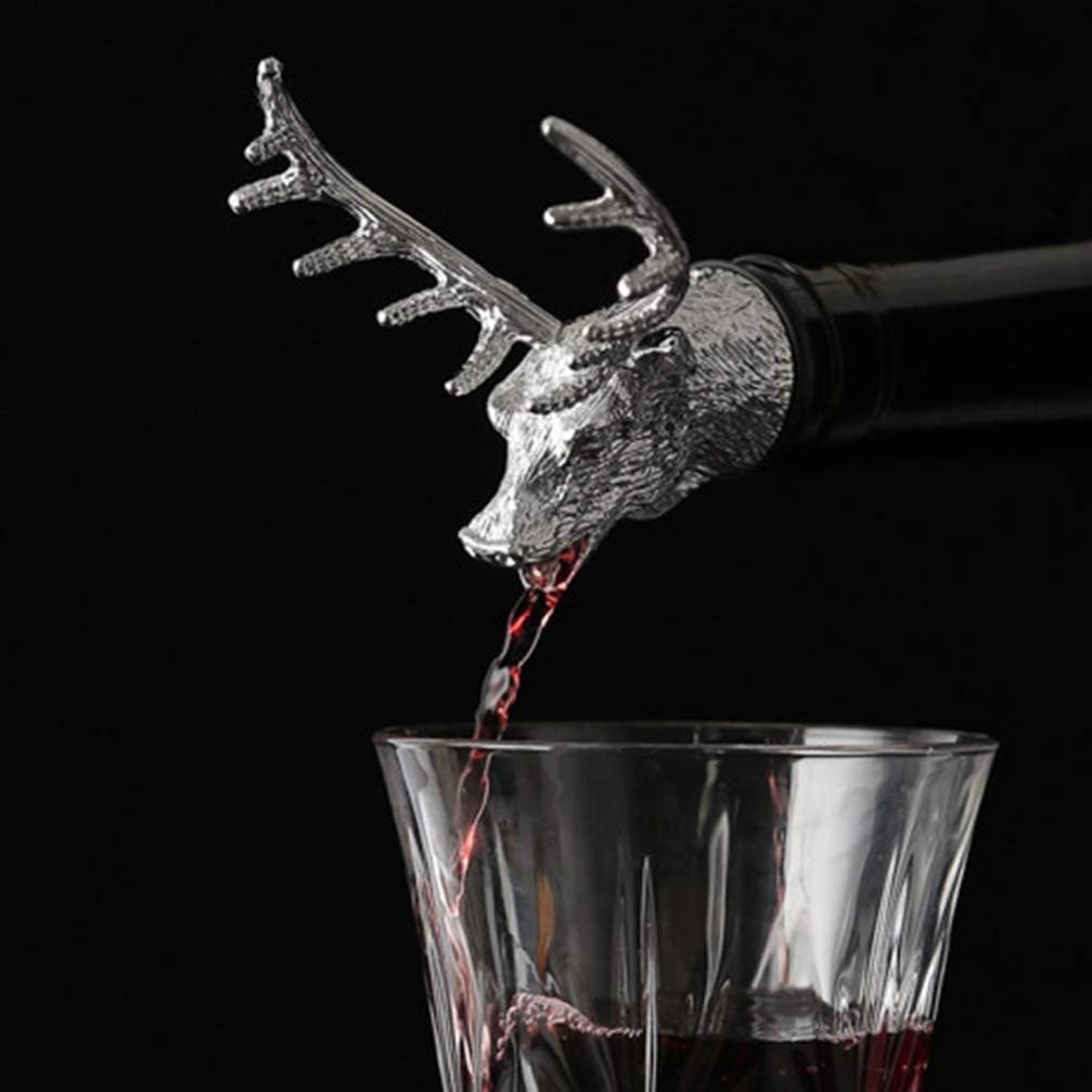 Cabilock Deer Head Wine Pourer Animal Bottle Stopper for Bar Restaurant Wine Bottles