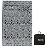 Outsunny Outdoor-Teppich, Kunststoffteppich, 182 x 274 cm, Schwarz+Grau
