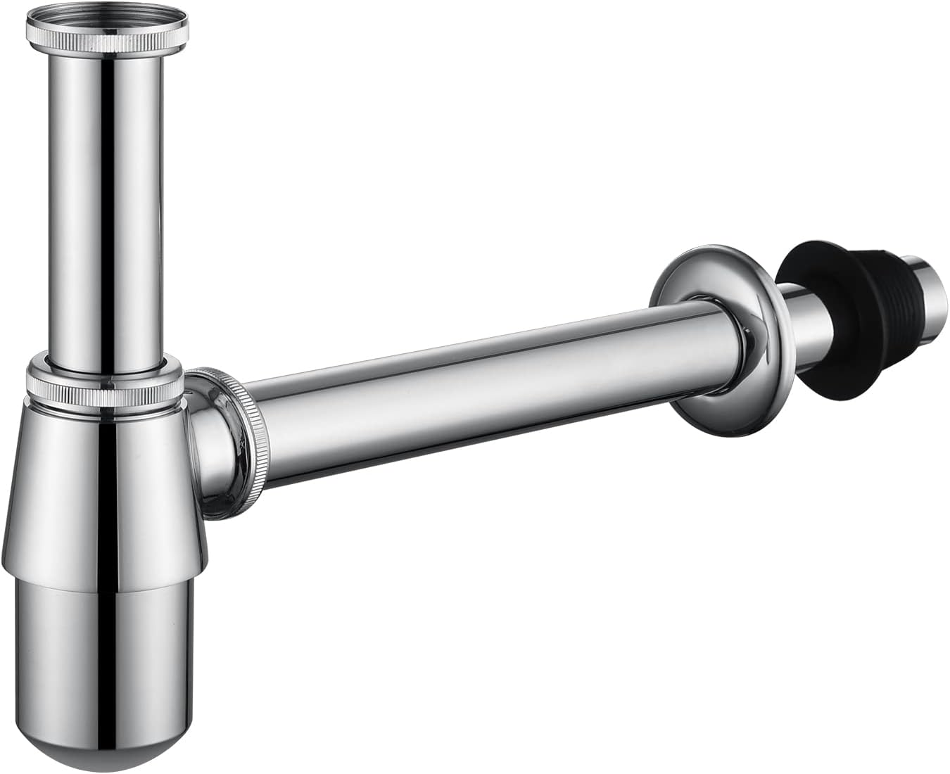 Bathroom Bottle P Trap Waste Pipe 1-1/4 inch Slip Inlet Drain, Lavatory Adjustable Basin Sink Waste Pipe Drain P-Trap Kit, General US/CA Standard, Brushed Smooth Chrome