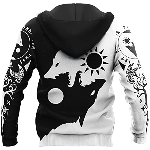 Viking Clothes Set 3D Print Yin Yang Wolf Tattoo Graphic Casual Sport Streetwear3