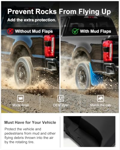 Image of Kiwi Master Mud Flaps for 2017-2026 Ford F-250 / F-350 Without Fender Flares | No Drill, Heavy Duty Mud Guards, Front & Rear Splash Guards, 4 Pcs Set