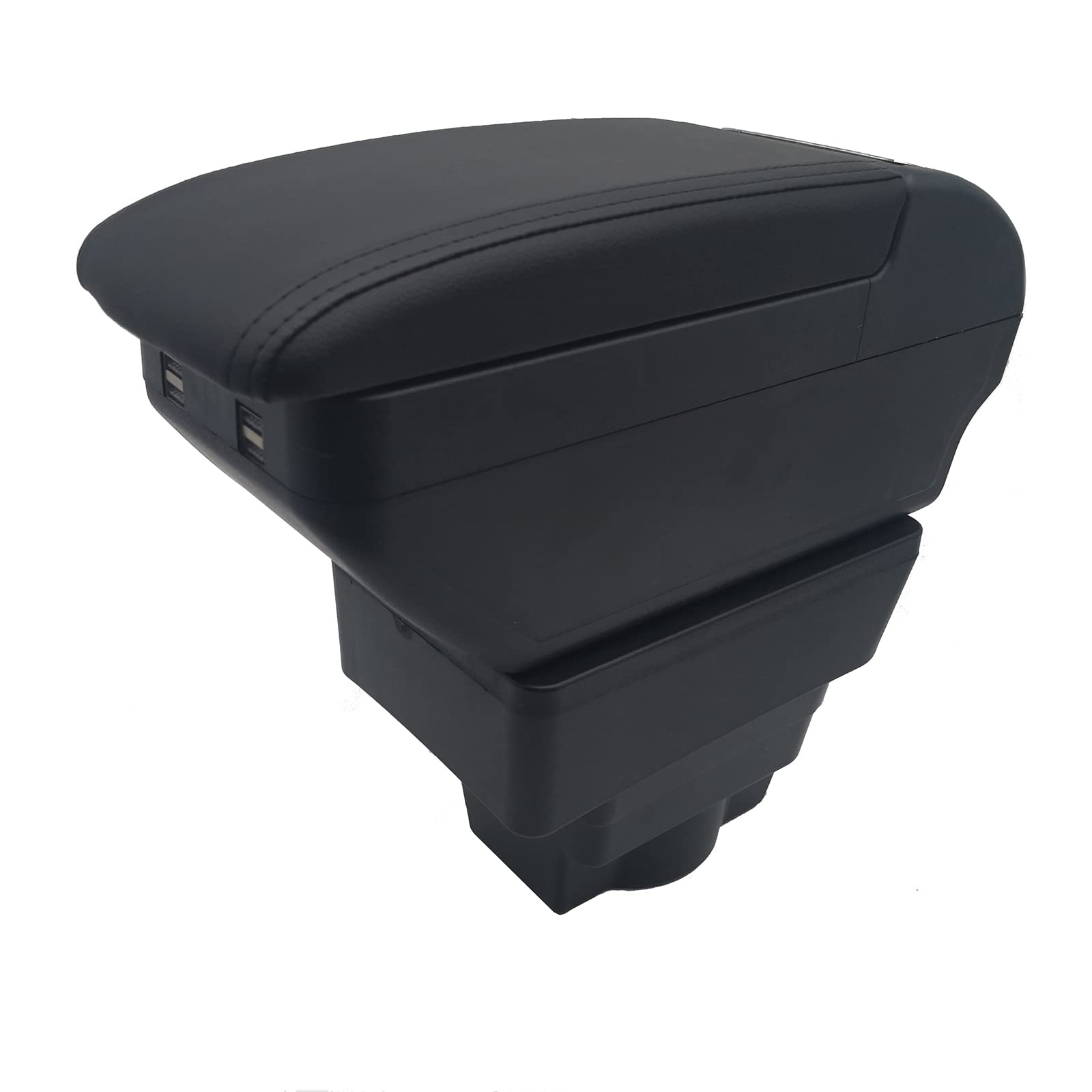 Armrest Box For Astra J Center Console Storage Box with Cup Holder Double Layer Armrest Accessories Black (4 USB Black with Black thread)